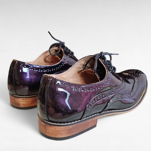 Gino Vitale Wingtip Shoes Black and Purple Size 13 - Picture 10 of 16